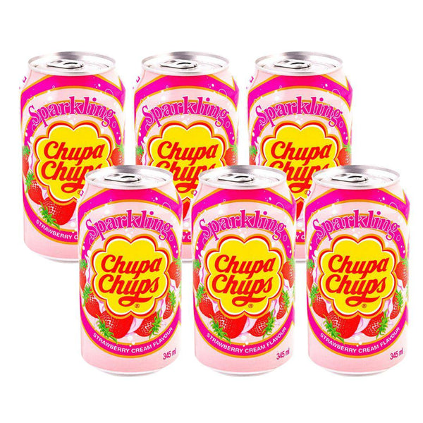 Chupa Chups Sparkling Soda, Strawberry and Cream Flavor (6 pack)