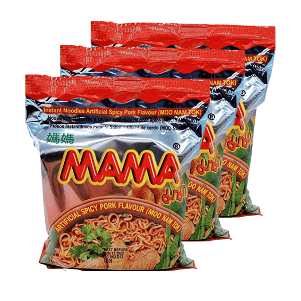 Mama Instant Noodle, Spicy Pork (Moo Nam Tok) Flavor (3 pack)
