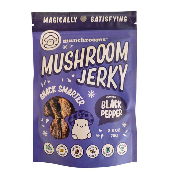 Munchrooms Mushroom Jerky, Cracked Black Pepper