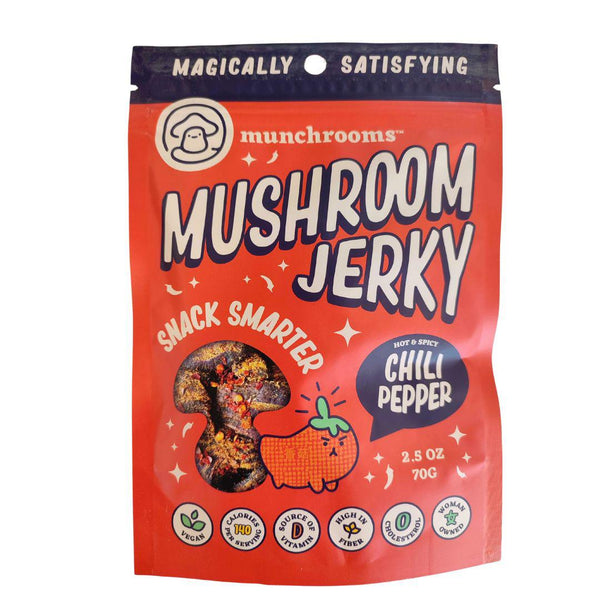 Munchrooms Mushroom Jerky, Hot and Spicy Chili Pepper