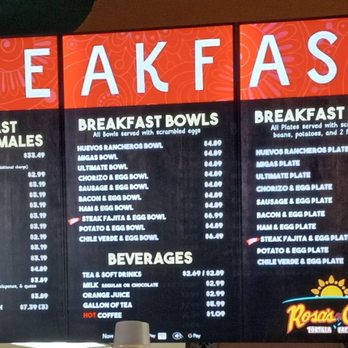 Rosa'S Cafe Breakfast Menu