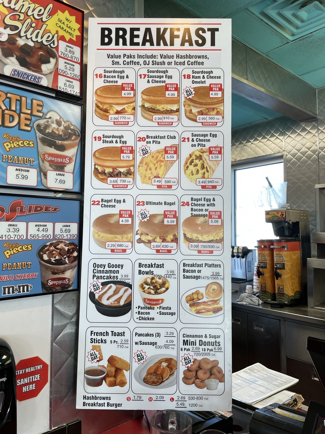 Spangles Breakfast Menu